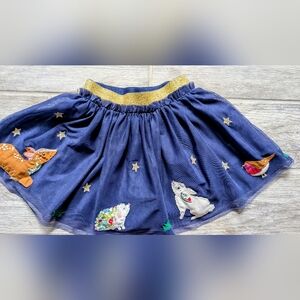 Mini Boden 6-7 VGUC Animal TulleSkirt with Glittering Gold Trim